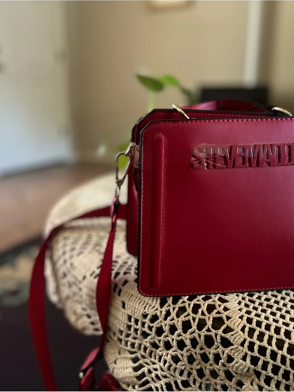 Steve Madden Deep Red Boxy Crossbody Bag